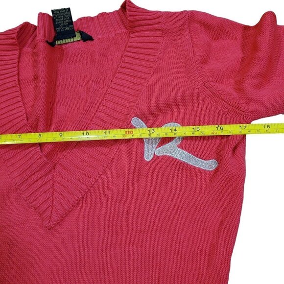 Rocawear Sweater Womens Red V-Neck Pullover Long Sleeve Cotton Blend‎ Size M - Picture 5 of 7